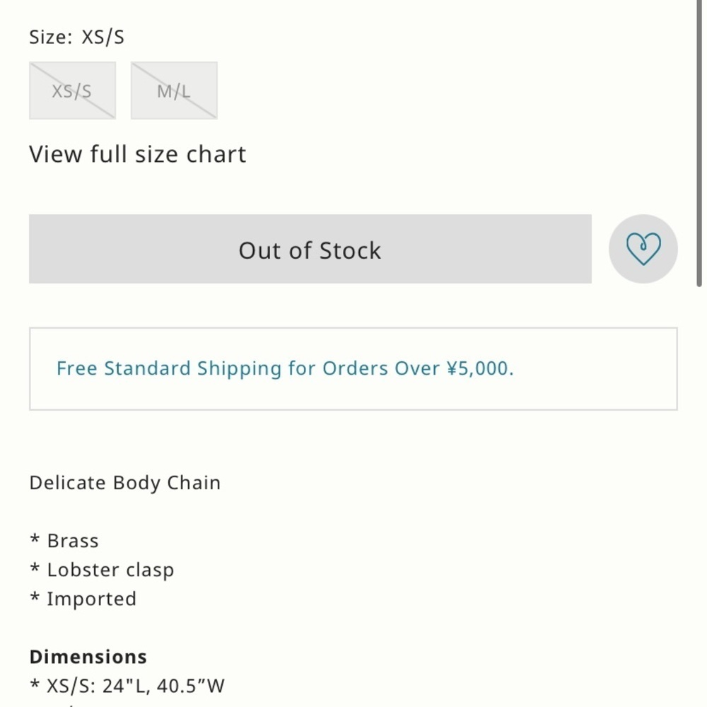 Anthropologie delicate body chain size M/L new with tags - Picture 5 of 7